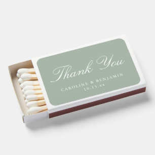 Sage Green Wedding Thank You Names Date Favor Matchboxes