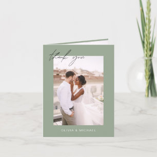 Sage Green Wedding Thank You Photo Minimalist