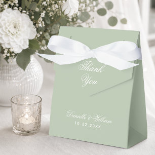 Sage Green Wedding Thank You Simple Calligraphy Favor Boxes