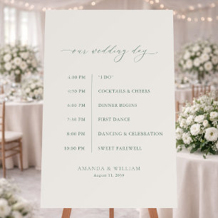 Sage Green Wedding Timeline Sign