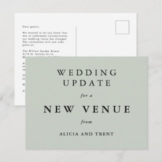 Sage Green Wedding Venue Change Update Card