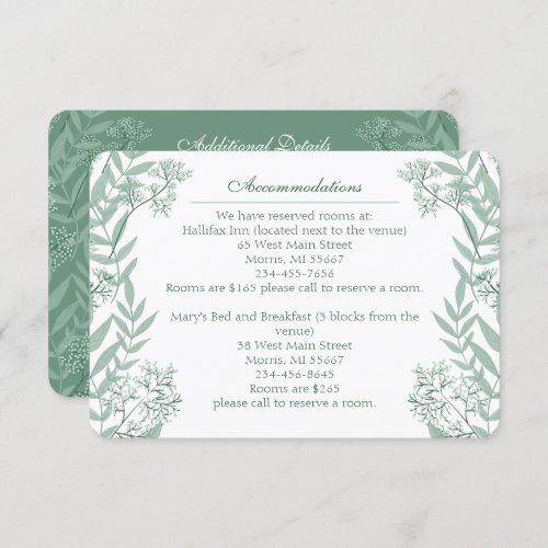 Sage Green Wedding Vintage Botanical Enclosure Card