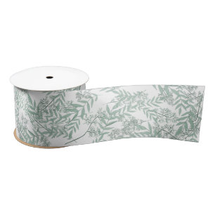 Sage Green Wedding Vintage Botanical Satin Ribbon