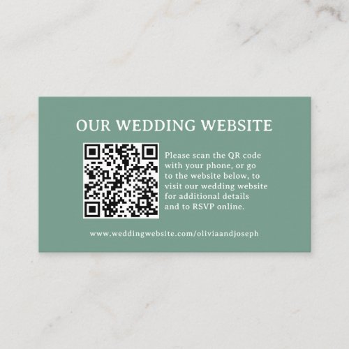 Sage Green | Wedding Website QR Code Enclosure Card