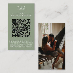 Sage Green Wedding Website QR Code Photo Rsvp    Enclosure Card