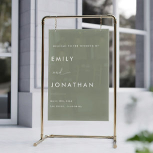 Sage Green Wedding Welcome Acrylic Sign