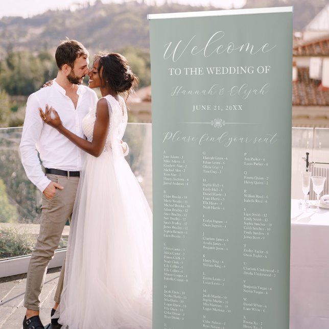 Sage Green Wedding Welcome Alphabet Seating Chart Retractable Banner (Sage Green Wedding Welcome Alphabet Seating Chart Retractable Banner
)