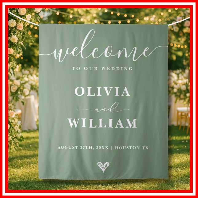 Sage Green Wedding Welcome Backdrop (Creator Uploaded)