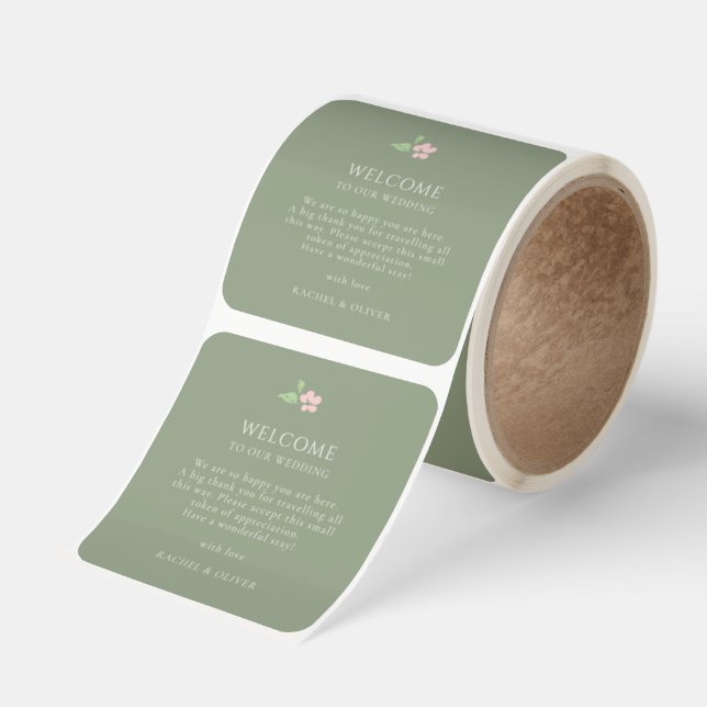 Sage Green | Wedding Welcome Bag Label Sticker (Roll)