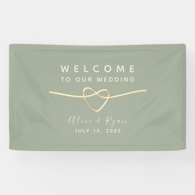 Sage Green Wedding Welcome Banner (Horizontal)