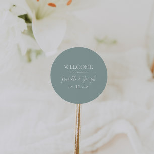 Sage Green   Wedding Welcome Classic Round Sticker