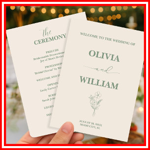 Sage Green Wedding Wildflower Boho Floral Program