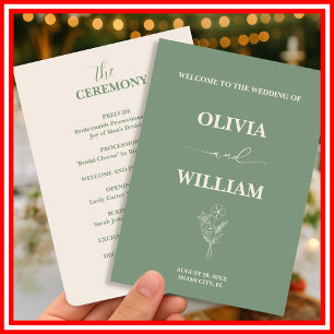 Sage Green Wedding Wildflower Boho Floral Program