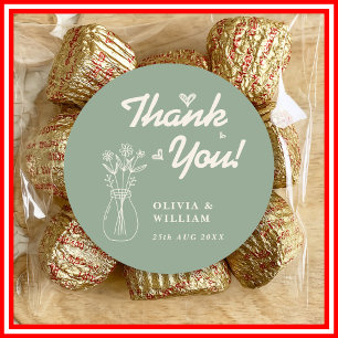 Sage Green Wedding Wildflower Classic Round Sticker