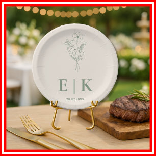 Sage Green Wedding   Wildflower Paper Plates