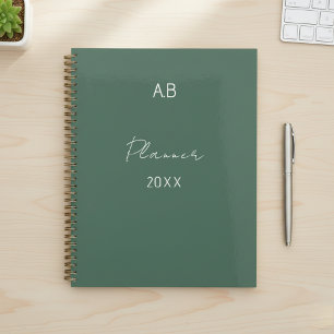 Sage Green Weekly Planner with Custom Initials