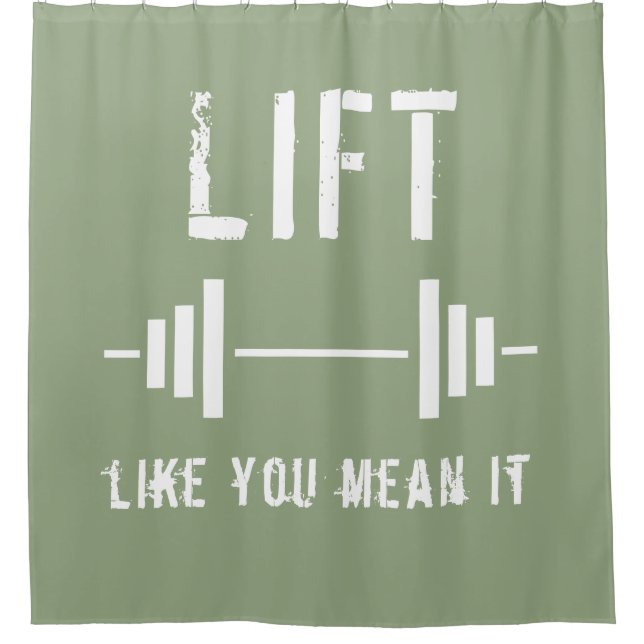 Sage Green Weightlifting Fitness Gym Shower Curtain (Front)
