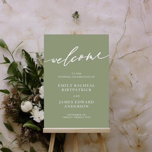 Sage Green Welcome Calligraphy Simple Wedding Poster