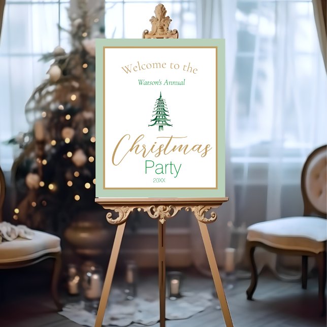 Sage green Welcome to an Annual Christmas Party  Foam Board (Sage green Welcome to an Annual Christmas Party Foam Board)