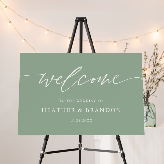 Sage Green Welcome To The Wedding Large Foam Board (In Situ (Stand))