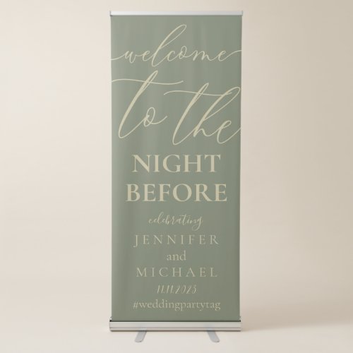 Sage Green Welcome to the wedding rehearsal dinner Retractable Banner