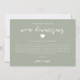 Sage Green We're Downsizing Wedding Update Announcement