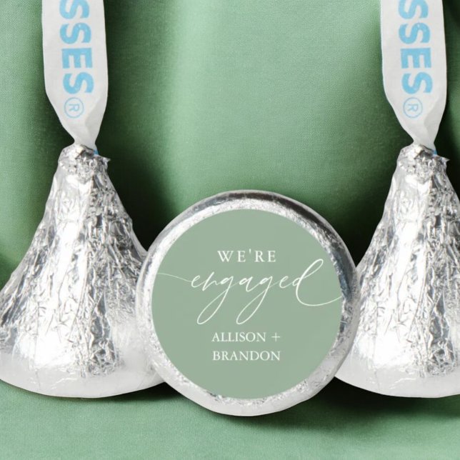 Sage Green We're Engaged Engagement Party Hershey®'s Kisses® (Creator Uploaded)