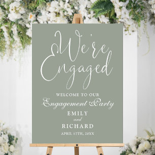 Sage Green We're Engaged Engagement Welcome Sign
