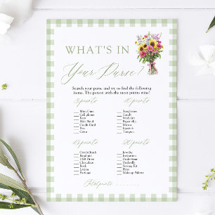 Sage Green What's In Your Purse Bridal Shower Game Invitation