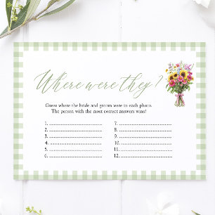 Sage Green Where were they Bridal Shower Game Enclosure Card