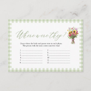 Sage Green Where were they Bridal Shower Game Enclosure Card