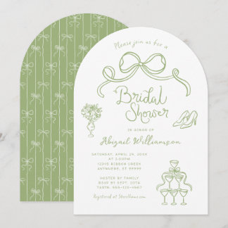 Sage Green Whimsical Hand Drawn Bridal Shower Invitation
