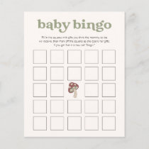 Sage Green Whimsical Mushroom Baby Shower Bingo