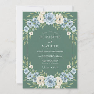 Sage Green Whimsical Winter Wedding Invitation
