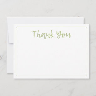 Sage Green White Blank Elegant Baby Shower Neutral Note Card