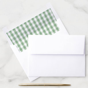 Sage Green white buffalo check envelope liner