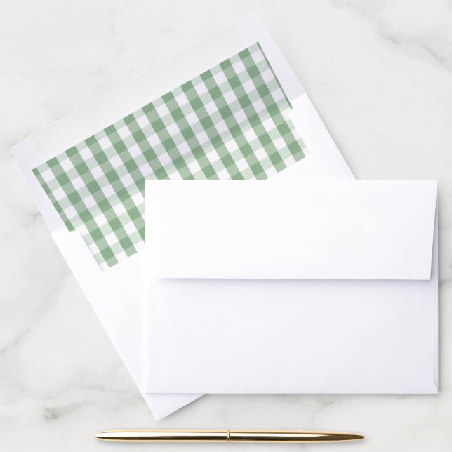 Sage Green white buffalo check envelope liner (Desk)