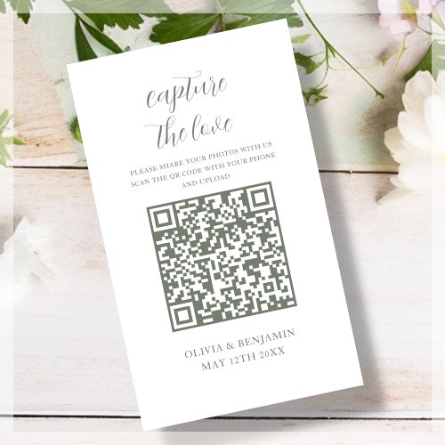 Sage Green  White Capture The Love QR Code Enclosure Card