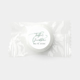 Sage Green White Chic Minimal Personalized Wedding Life Saver® Mints