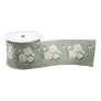 Sage Green White Chinoiserie Porcelain Floral Bird Satin Ribbon