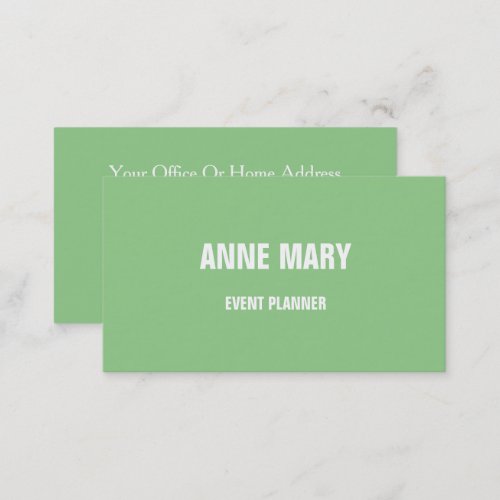 Sage Green White Classy Wedding Custom Color Business Card