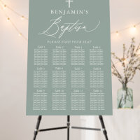Sage Green White Cross Boy Baptism Seating Chart