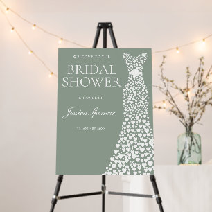 Sage Green & White Dress Large Bridal Shower Sign