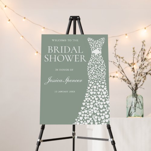 Sage Green & White Dress Large Bridal Shower Sign