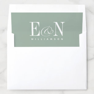 Sage Green & White Elegant Wedding Invitation Envelope Liner