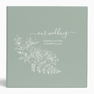 Sage Green White Floral Our Wedding Planner Photos 3 Ring Binder