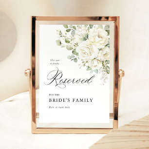 Sage Green White Floral Reserved Seating Sign 5x7