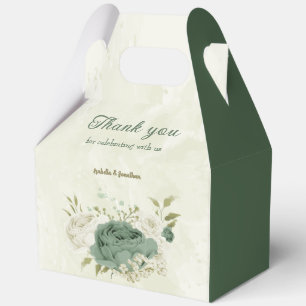 sage green white flowers wedding favor boxes