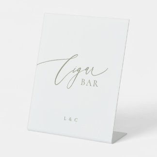 Sage Green White Formal Wedding Cigar Bar Sign