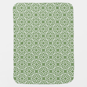 Sage Green White Geometric Seamless Pattern Baby Blanket
